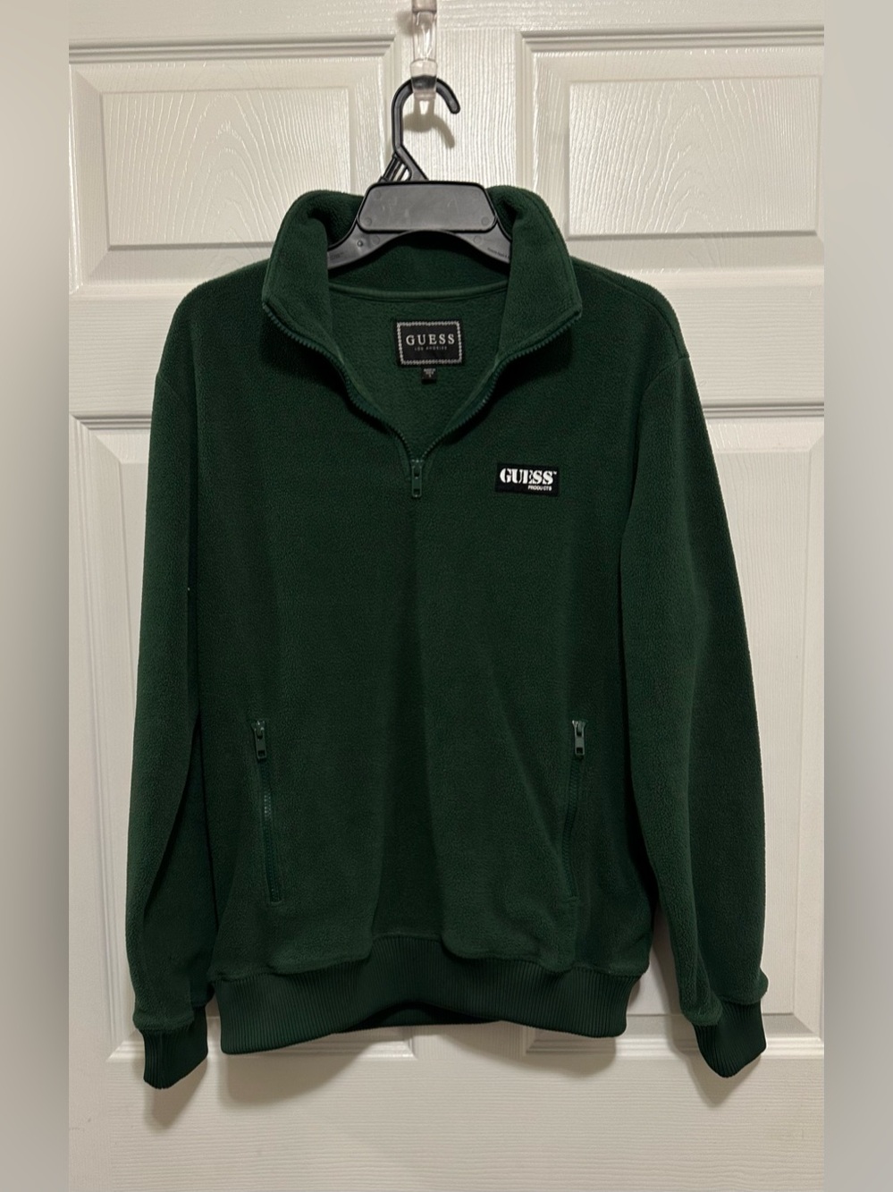 Vintage GUESS Los Angeles Quarter Zip Polar Fleece Jacket Green Size S Mens